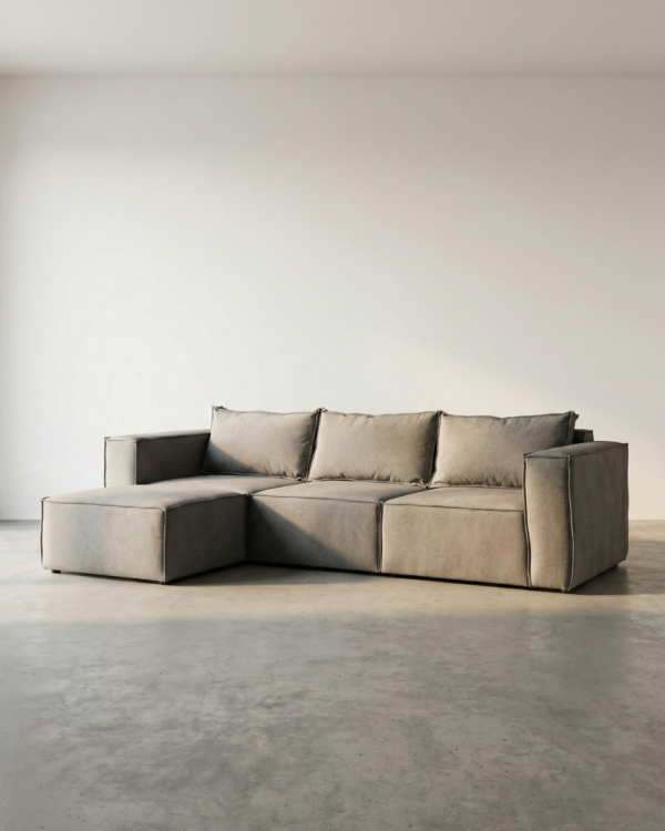 SOLASTA – 3 SEATER COUCH WITH OTTOMAN – SLEET