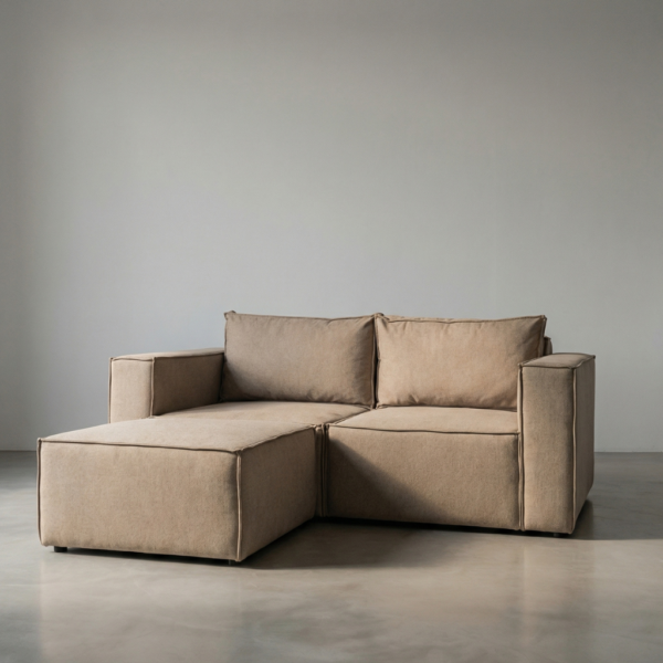 SOLASTA – 2 SEATER COUCH WITH OTTOMAN – FRENCH OAK