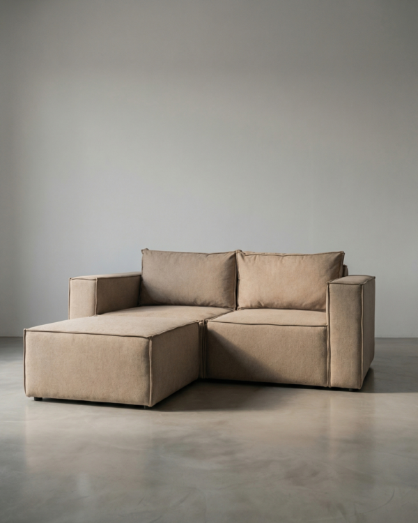 SOLASTA – 2 SEATER COUCH WITH OTTOMAN – FRENCH OAK