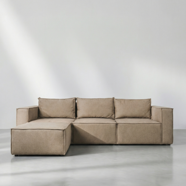 SOLASTA – 3 SEATER COUCH WITH OTTOMAN – FRENCH OAK