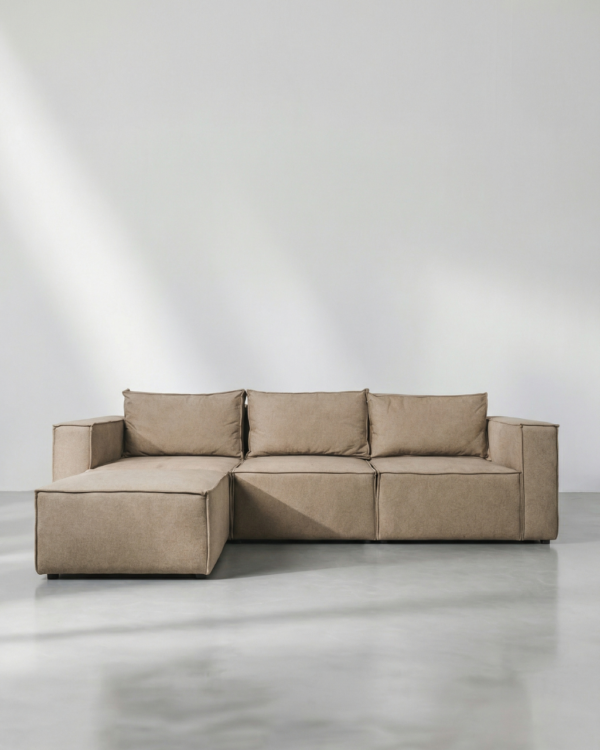 SOLASTA – 3 SEATER COUCH WITH OTTOMAN – FRENCH OAK