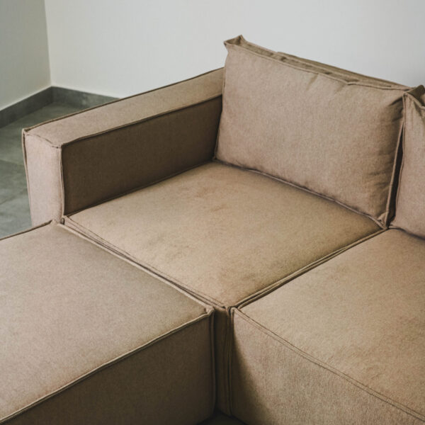 SOLASTA – 2 SEATER COUCH WITH OTTOMAN – FRENCH OAK