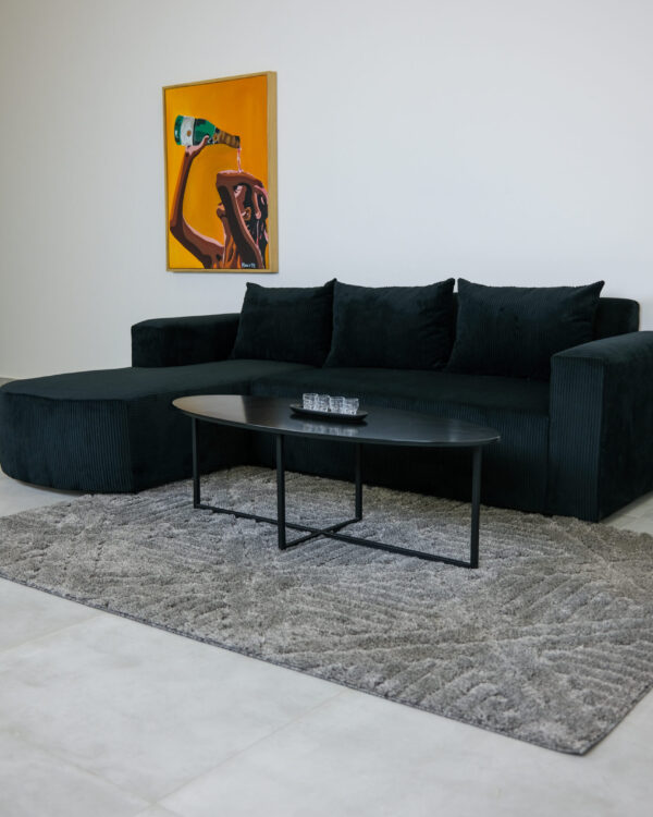 MAGICO L-SHAPE COUCH – BLACK CORDUROY